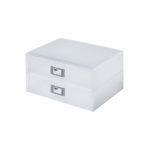 Like-it MX-52R Storage Case, A4 Size, Horizontal, 2-Tier, 33.7cm Wide x 27.7cm Deep x 18.5cm High, White (Semi-Transparent), Made in Japan. Over 10 Mi