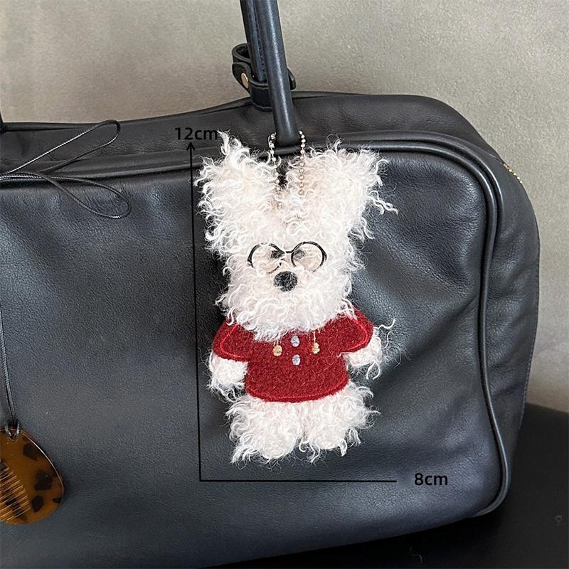 Kawaii Puppy Plush Keychain Cute Cartoon Little Doll Pendant Backpack Hanging Decoration Couple Key Holder Birthday Gifts
