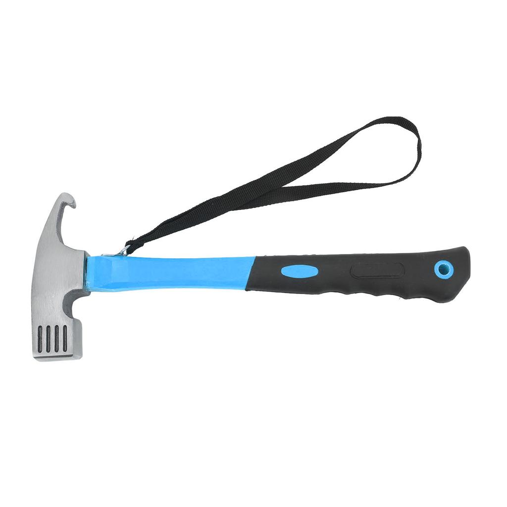 Claw Hammer ABS Rubber Iron Multifunctional Nailing Hammer with Hawkbill Curved Hook for Outdoor Camping Hiking Blue