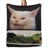 Smudge Meme Cat Throw Blanket Cozy Sofa Blanket for TV Watching Napping