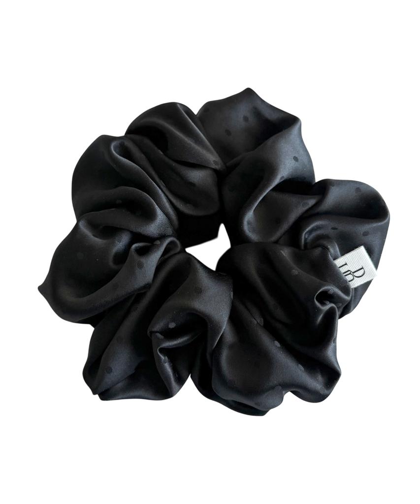 Dungeureon Dot Satin Scrunchie (Black)