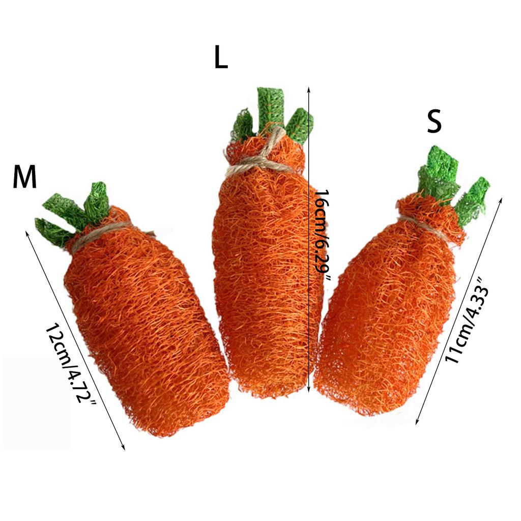 Kaninchen Kauspielzeug Kaninchen Leckerli Natürliche Luffa Karottenförmiges Spielzeug Sicher für Kaninchen Chinchilla Zähne Reinigen Mahlen