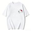 Womens 2026 New Hello Kitty Cartoon Printed Pure Cotton Womens Short Sleeved Tshirt Casual Trend Round Neck Womens Tshirt