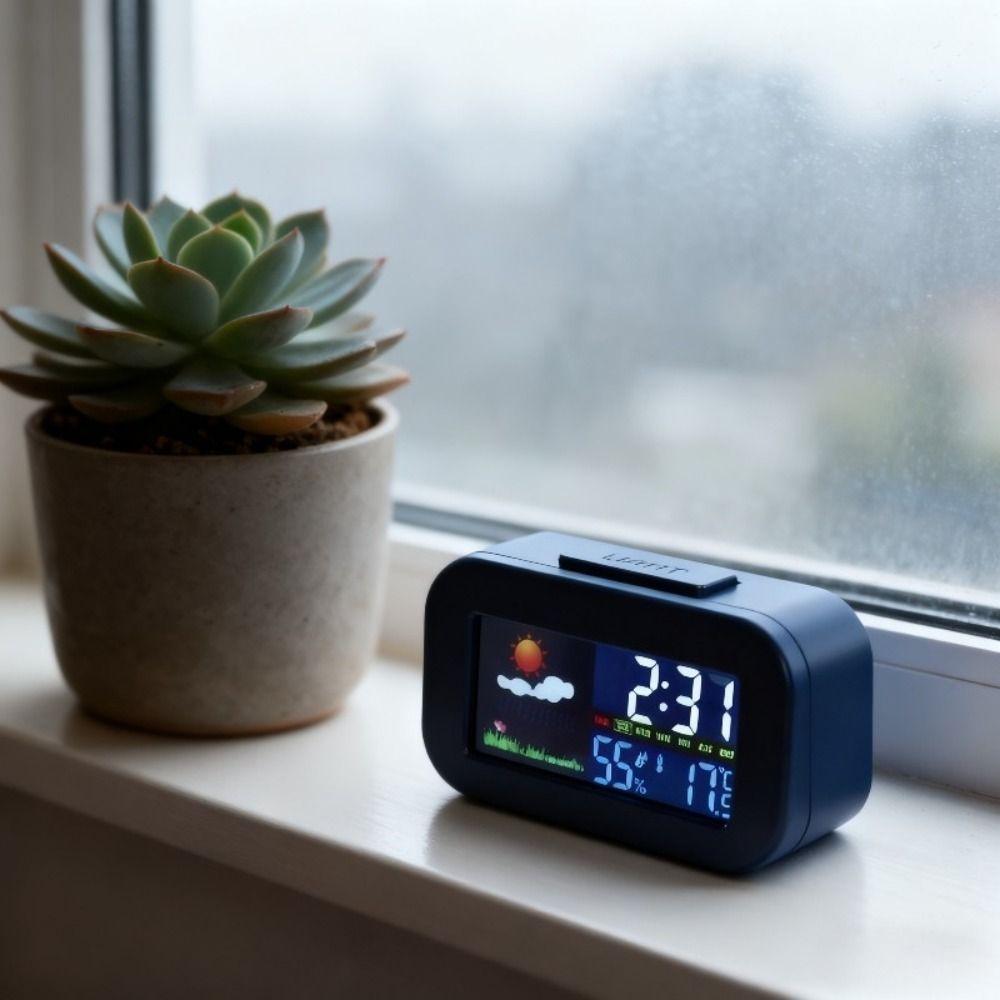 Large Screen Climate Monitoring Alarm Clock Temperature Humidity Monitor  Bedroom Use