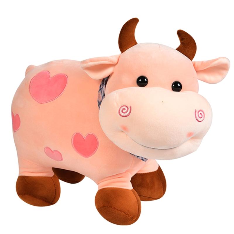 Fluffy Cow Plush Stuffed Mascot Toy Cuddle Pillow Plush for Doll Baby Soothing Toy Non-Deform Ornament Gear Store Toy 11