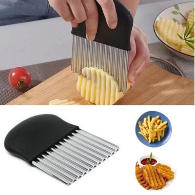 Paslanmaz Çelik Patates Cipsi Dilimleme Hamur Sebze Meyve Buruşuk Dalgalı Mutfak Bıçağı Kesici Kıyıcı Fransız Kızartma Makinesi Araçları Gadget