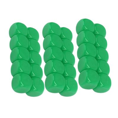 30 SZTUK 16MM Puste Kostki Plastikowe Zaokrąglone 6-ścienne Kostki Do Gry Imprezy Zabawy Naklejki DIY Nauka Matematyki Zielone