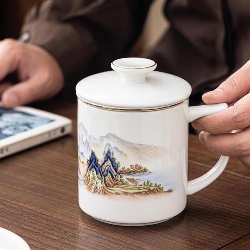 JIN MING LI Ceramic Tea Infuser Mug with Lid, 400ML