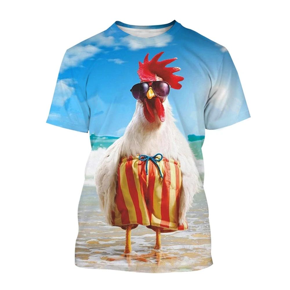 Fashion Chicken Graphic 3D Printing Men's T-shirt Funny Anime Chicken Casual Short Sleeve Tees Tops Women Clothing