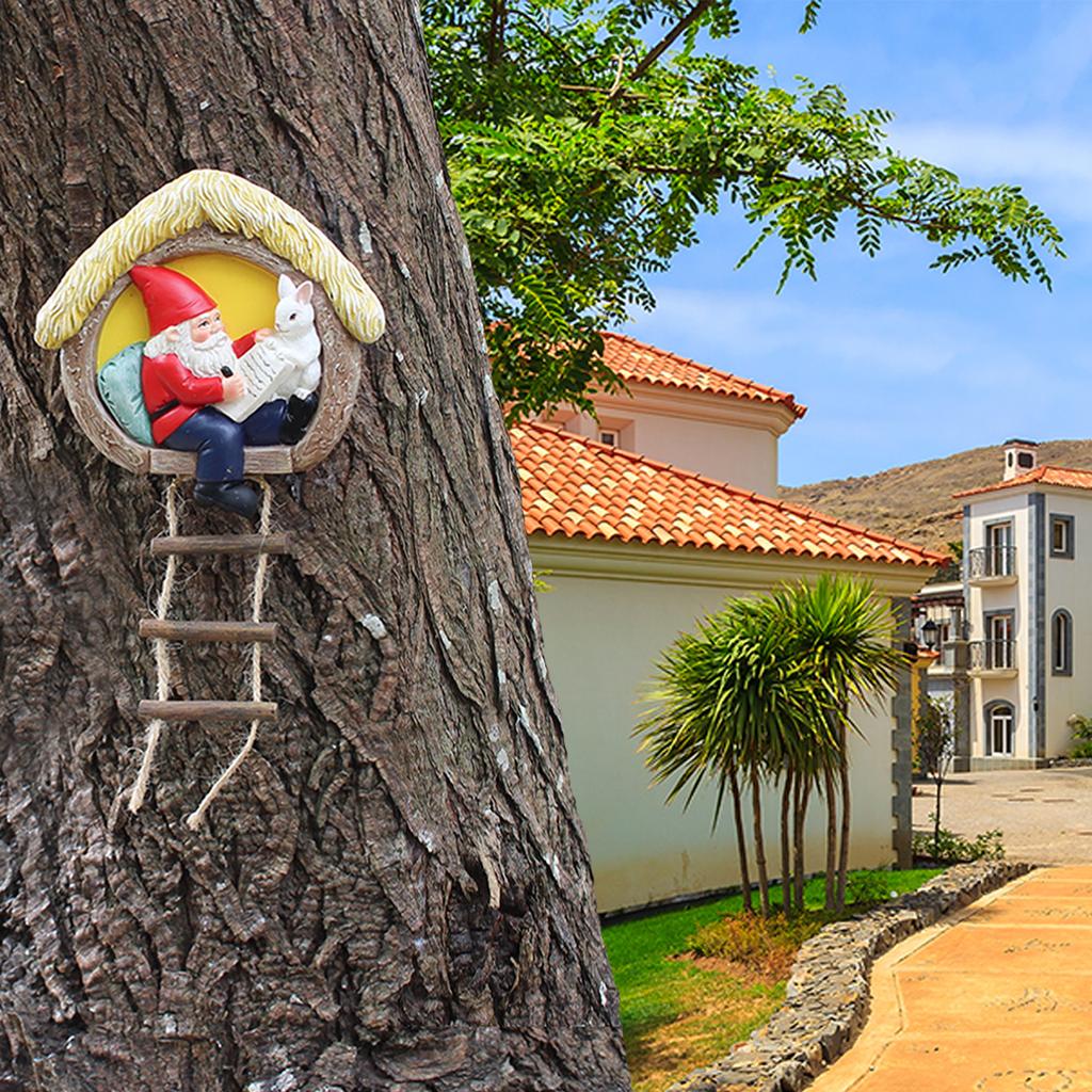 1 Piece of Resin Handicraft for Rabbit Dwarf Tree Hanging, Handmade, Dwarf Reading Book, Small Rabbit Statue, Easter Decorative