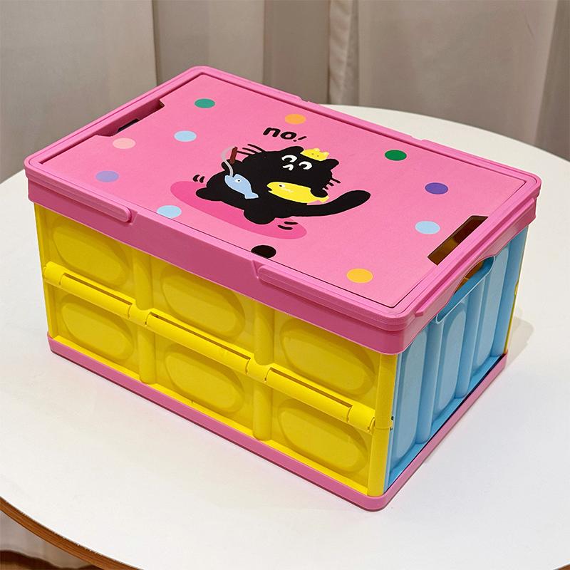 

Color Camping Storage Box Organizer with Wooden Cover Car Trunk Storage Box Portable Basket Outdoor Picnic Folding Storage Boxes