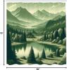 Sage Green Shower Curtain, Peaceful Scenario Of Mountain Landscape Featuring Lake And Woods Nature, Cloth Fabric Bathr