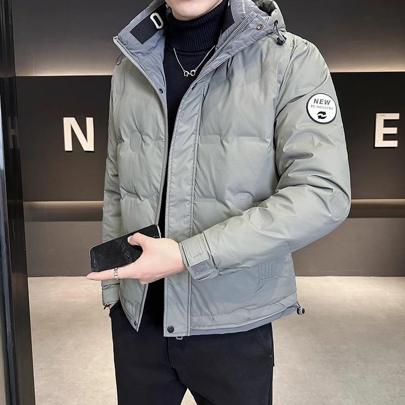 Hooded Down Jacket Men's Short 2025 New Trend Korean Version of Duck Down Fashion Handsome Cold and Warm Jacket Men's Cotton Jacket