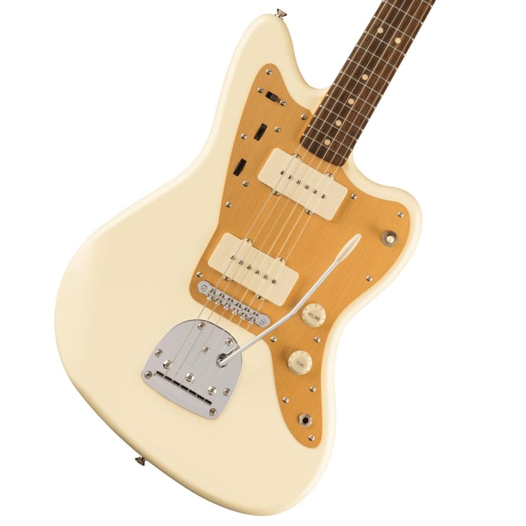 Squier by Fender Electric Guitar J Mascis Jazzmaster, Laurel Fingerboard, Vintage White with Soft Case