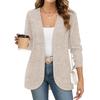 Cardigan décontracté à manches longues de couleur pour femme, haut en maille à ouverture sur le devant pour un usage quotidien
