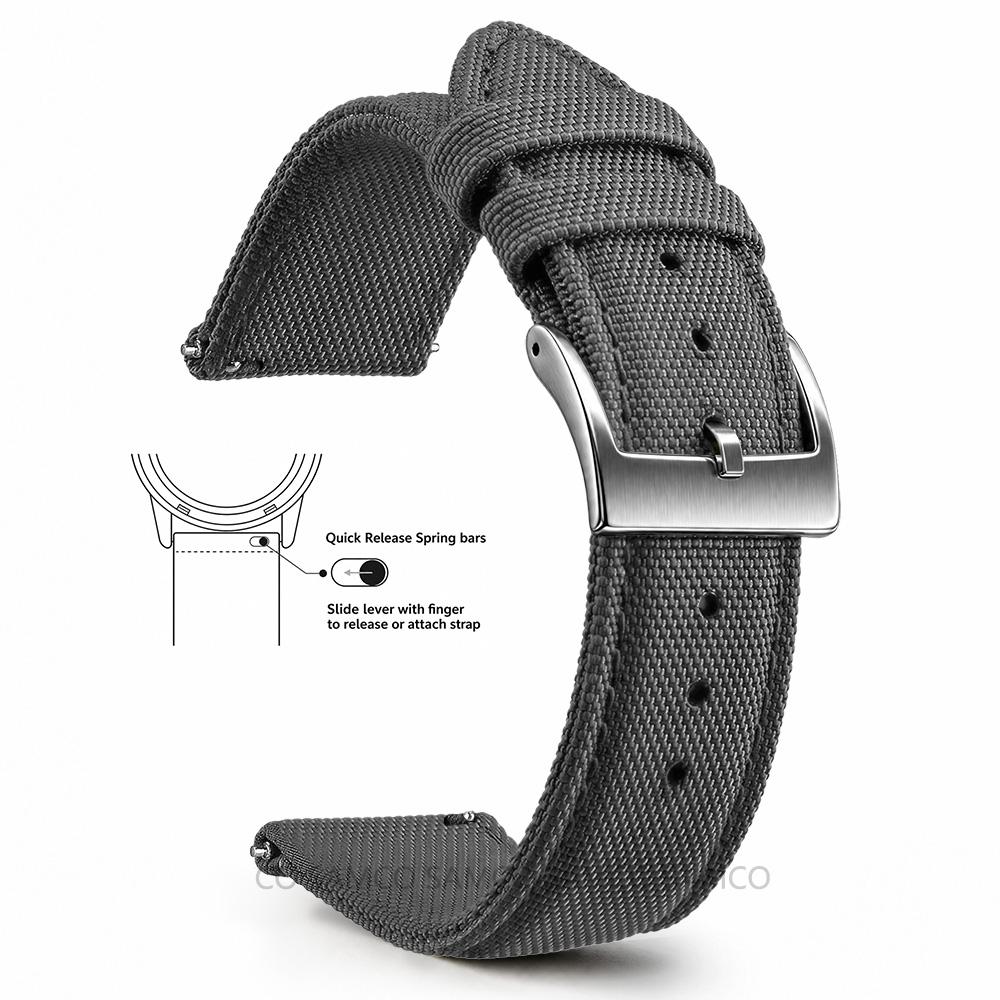 Superior Sailcloth European Watch Bands, Premium Nylon Watch Bands, 18mm 20mm 22mm Quick Release Watch Straps, for Men Women