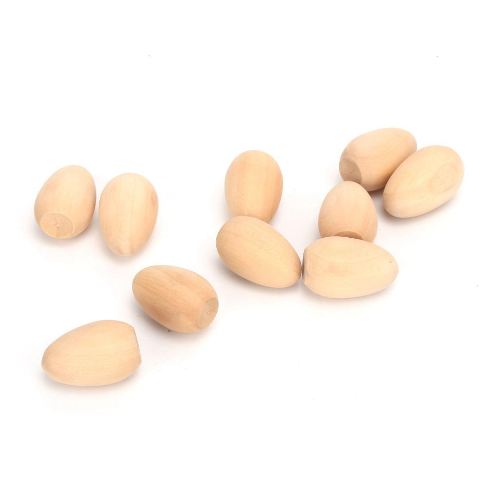 10pcs Lightweight Faux Eggs Not Easily Broken Wooden Craft Eggs Family Decoration
