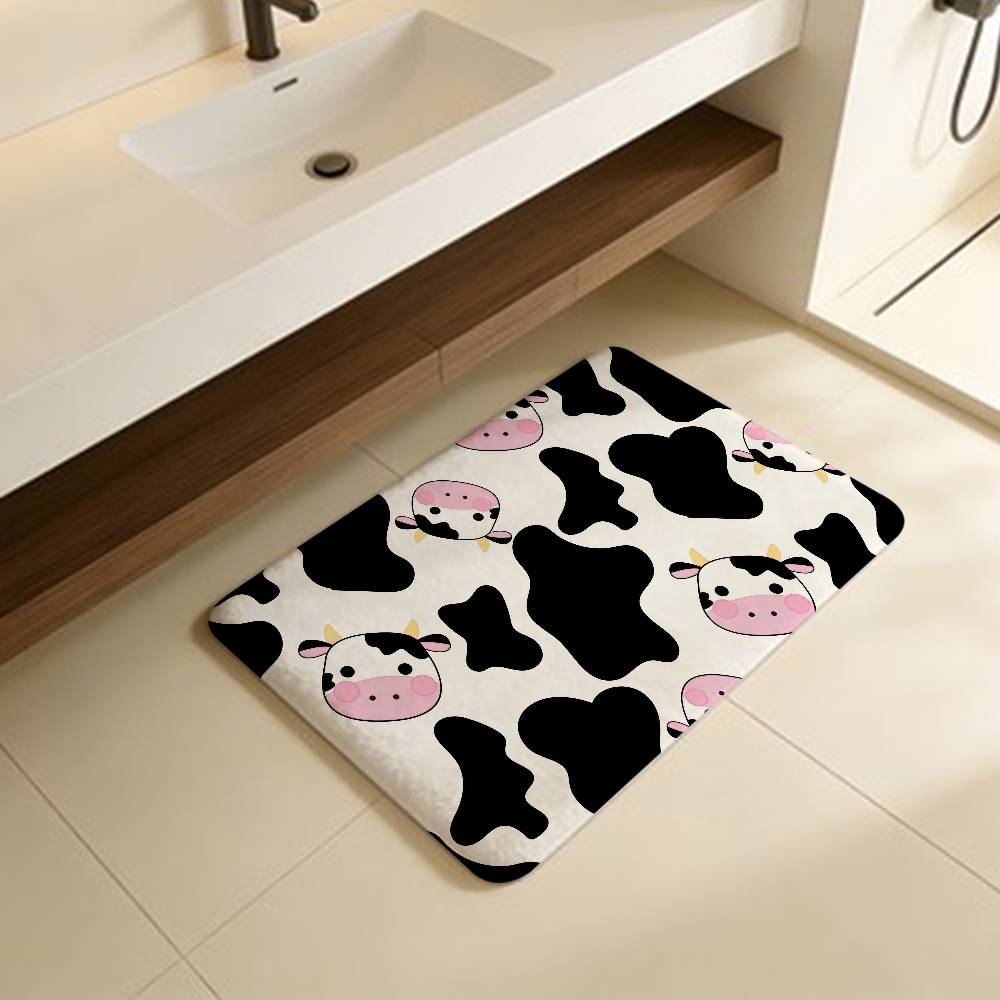 cartoon Cow Pattern cute Kitchen Mat Kids Room Bedroom Decoration Balcony Anti-Slip Doormat Living Room Alfombra