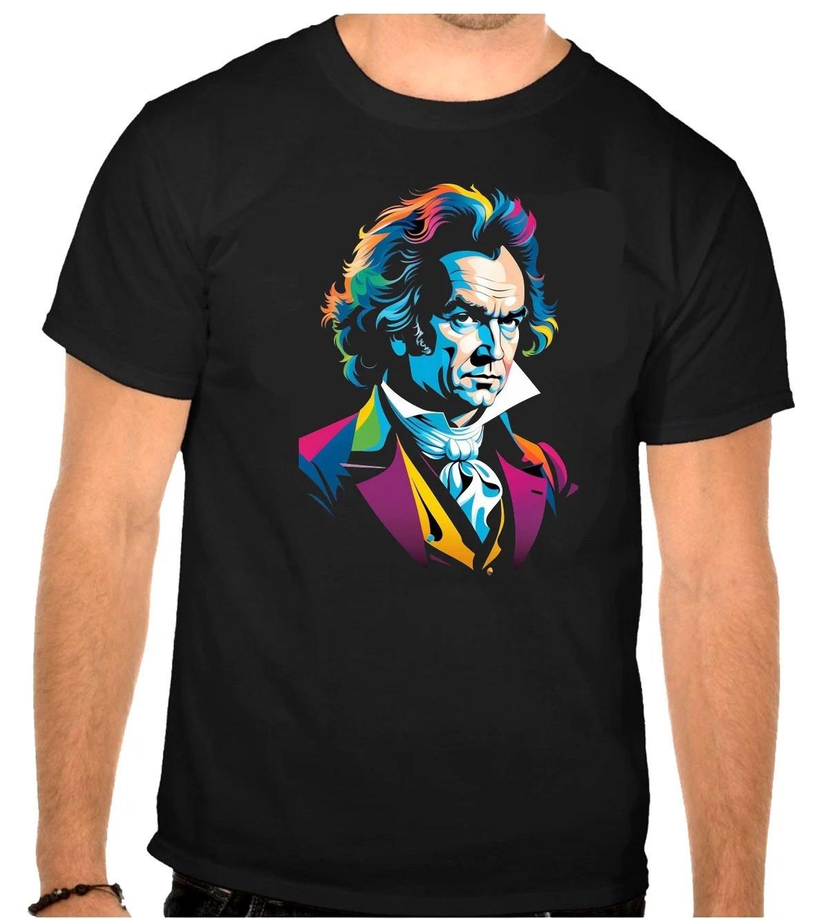 

Музыкальный логотип Людвига ван Бетховена Черная футболка -1327- S