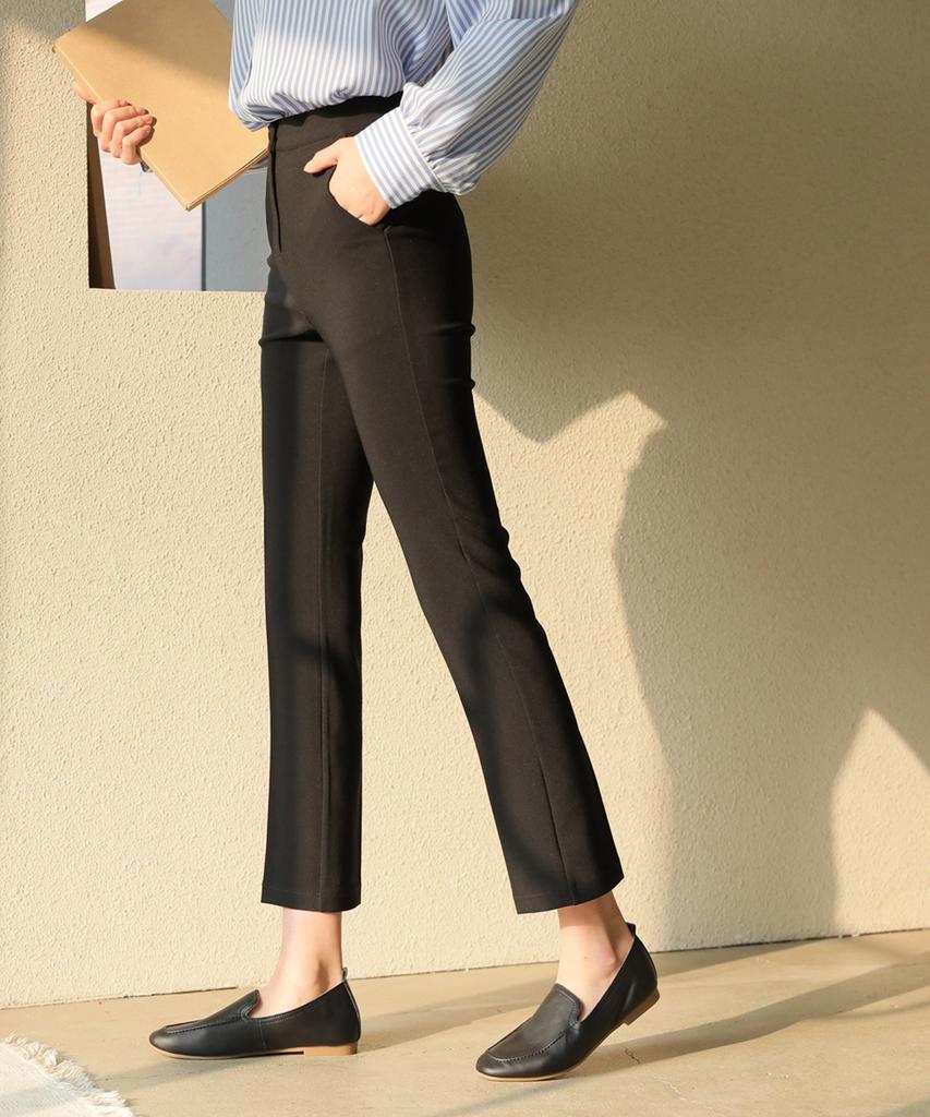 Ppaeppae Hidden Elastic Waist, Amazing Fit, Super Stretchy Spandex Slim Straight Slacks