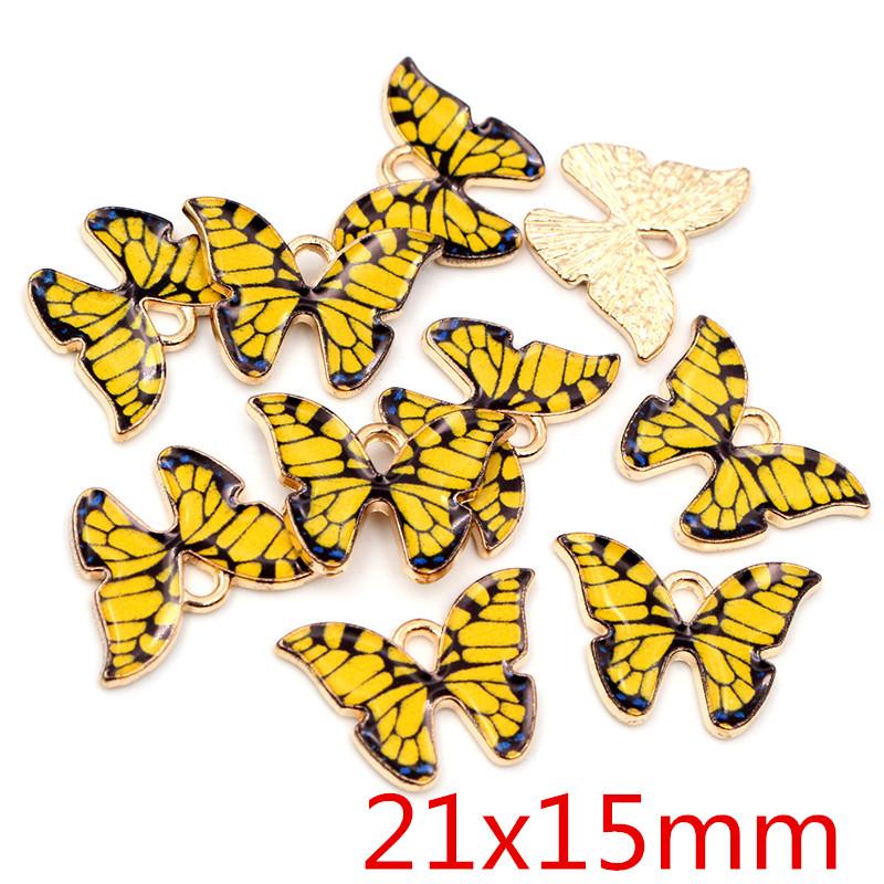 10pcs 21x15mm 19x16mm Colorful Butterfly Charms Pendant Enamel Metal Charms Necklace Bracelet DIY Jewelry Making Accessories