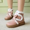 Cute Boots Women Winter Boots Lined Fashion Mid Calf Boots For Women Warm Fuzzy Boots Comfortable Womens Boots With Bowknot