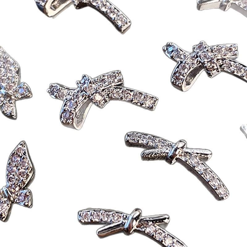 High Shine 3D Butterfly Zirconia Bow Nail Decorations