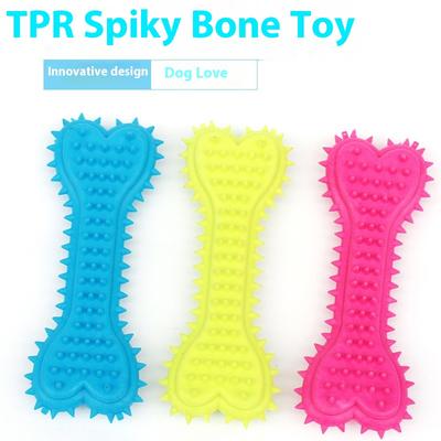 Dog Toys, Rubber Bone Solid Toys, Heart-shaped TPR Prickly Molar Toys, Size Pet Toys