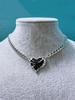 Harajuku Style Red Heart Necklace Alloy Pendant Elegant Chain For Women