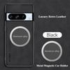Business Retro Matte Lambskin Leather Case For Google Pixel 10 9 8 7 6 A Pro XL Metal Magnetic Car Holder TPU Soft Protect Cover