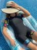 Set Due Pezzi Costumi da Bagno Floreali Protezione Solare Taglie Forti Europei e Americani