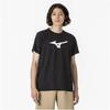 Mizuno Training Wear Short Sleeve with Big Size L T-Shirt Logo, Moisture-Wicking, Quick-Drying, Black, (32MAA155)