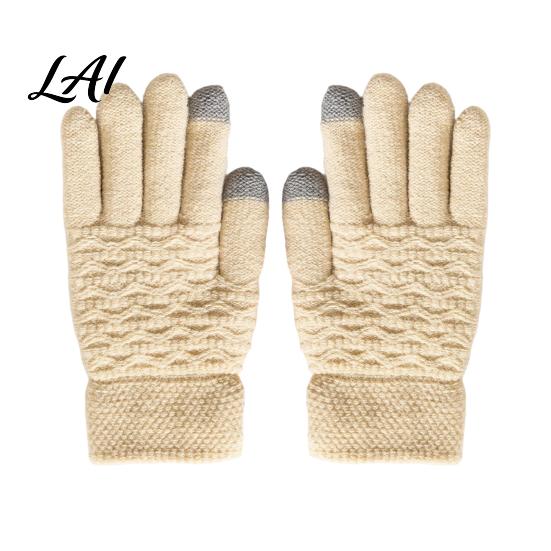 Double Layer Heat Storage Gloves 1 Pair Winter Warm Fleece Lined for Women Men Cold Resistant Weather Thermal Gloves Thickened Knit Touchscreen