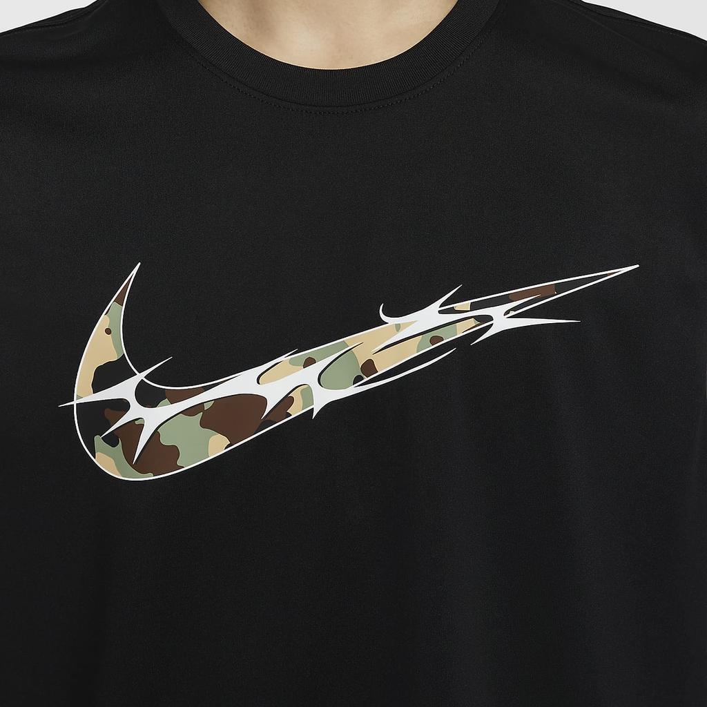 Nike Design com Estampa do Logotipo Dri-Fit Camiseta Confortável sem Mangas de Secagem Rápida Tops Masculinos Preto HM4463010