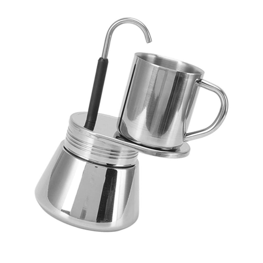 Moka Pot with Single Spout DIY Tube Coffee Pot Cup Set Outdoor Camping Coffee Maker Appliances Tools