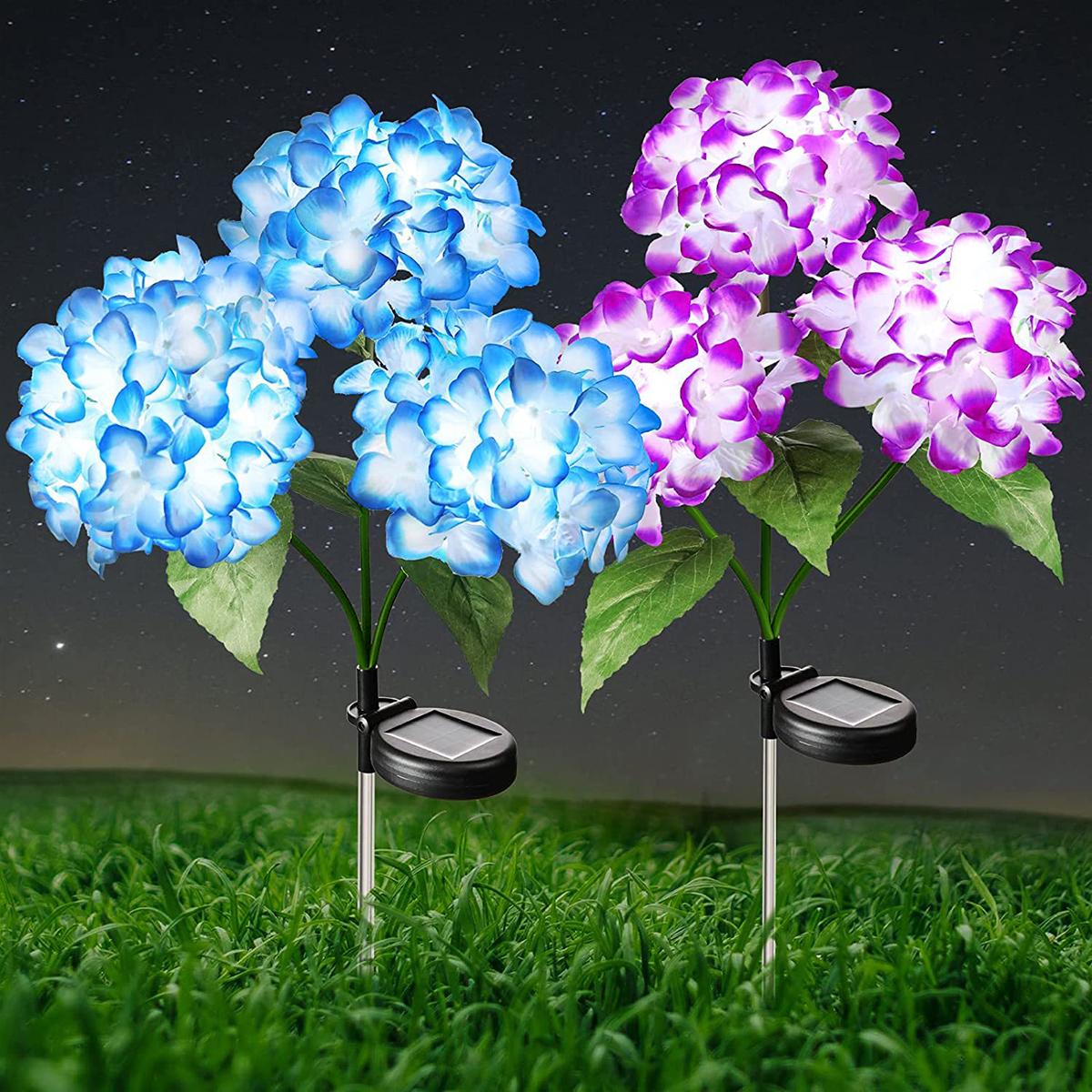 1pc Solar Hydrangea, LED Outdoor Solar Garden Lights, Solar Lawn Lights for Garden, Yard, Lawn and Pathway, Garden Lighting blue белый