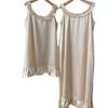 [Pearl Shine] 11 spring/autumn style acetic acid faux nightgown for women, pearl white princess-style spaghetti strap nightdress, suitable 