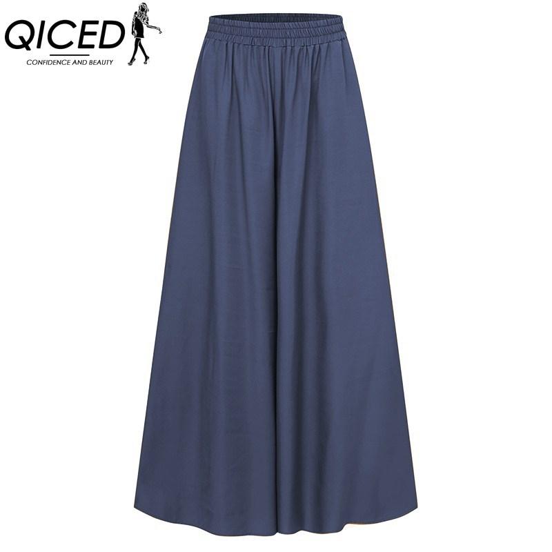 

QICED Женские модные повседневные брюки и капри с принтом однотонного цвета XXXL синий