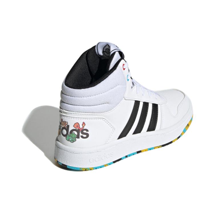 adidas Neo Hoops Mid 2.0 Slip Resistant Abrasion Resistant Mid Top Kids' Skateboarding Shoes White Black Kids' EG1989