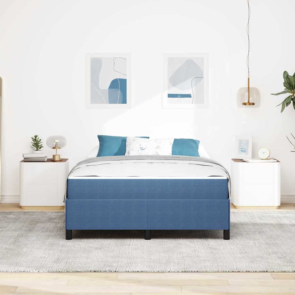 Bed Frame with Mattress Blue 140 x 190 cm Fabric