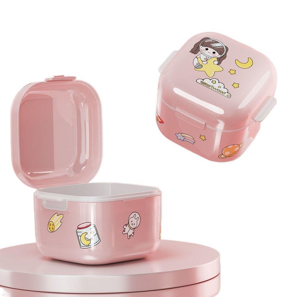 

Квадратной формы ортодонтический ретейнер, мультяшный контейнер для зубных протезов, коробка для хранения прозрачных брекетов, для взрослых и детей pink&sticker