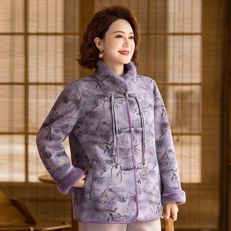 

Plastic buckle women s coat, double-sided wear, fleece thickened winter coat 5XL [recommended 150-80kg]