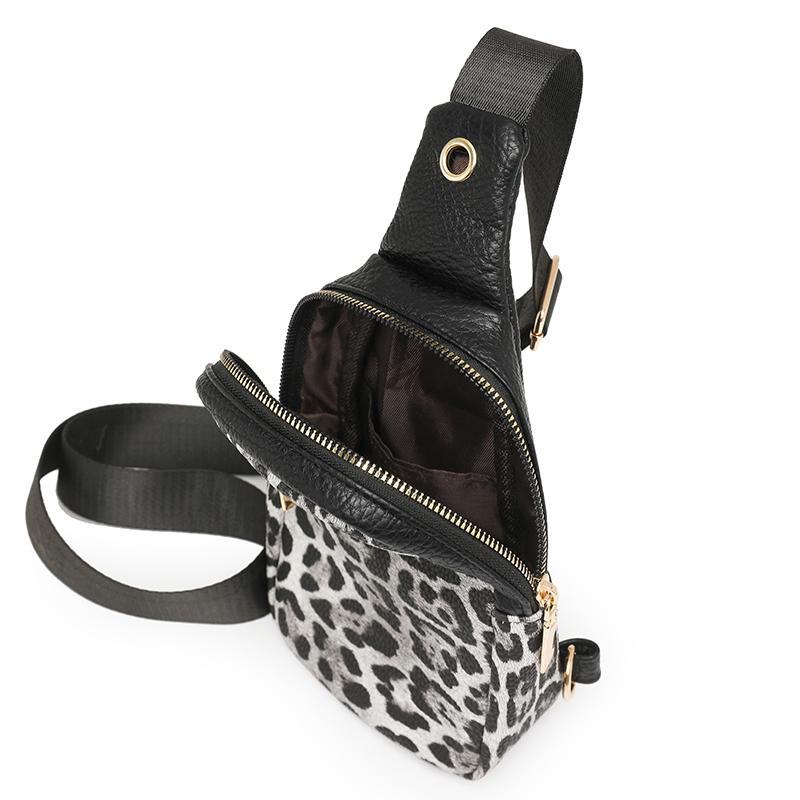 Τσάντα Στήθους με Λεοπάρ Μοτίβο Γυναικεία Τσάντα Χιαστί Χρωματική Αντίθεση Ώμου Κινητού Τηλεφώνου Μικρή Τσάντα