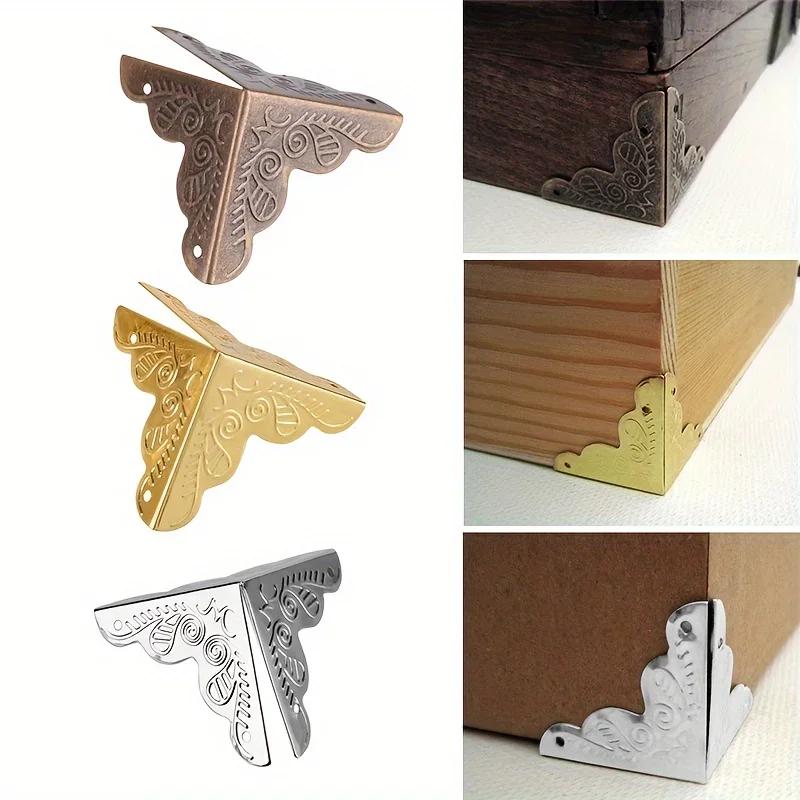12pcs Wooden Box Corner Protector Cover Guard for Jewelry Chest Wine Gift Case Decorative Bronze Golden Silver DIY