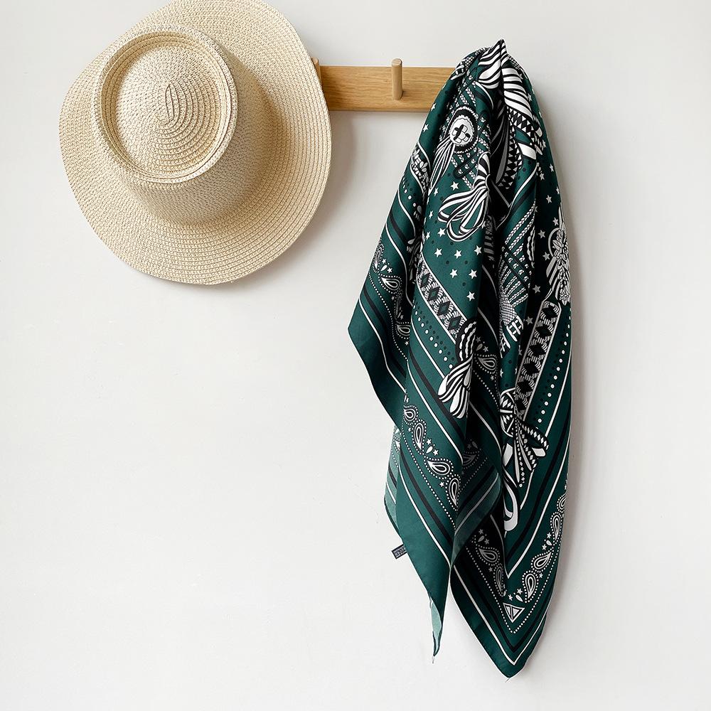 New Spring and Summer Headscarf Printed Twill Large Square Scarf Small Fragrant Silk Scarf Women's Anti-scarf Decorative Scarf Shawl