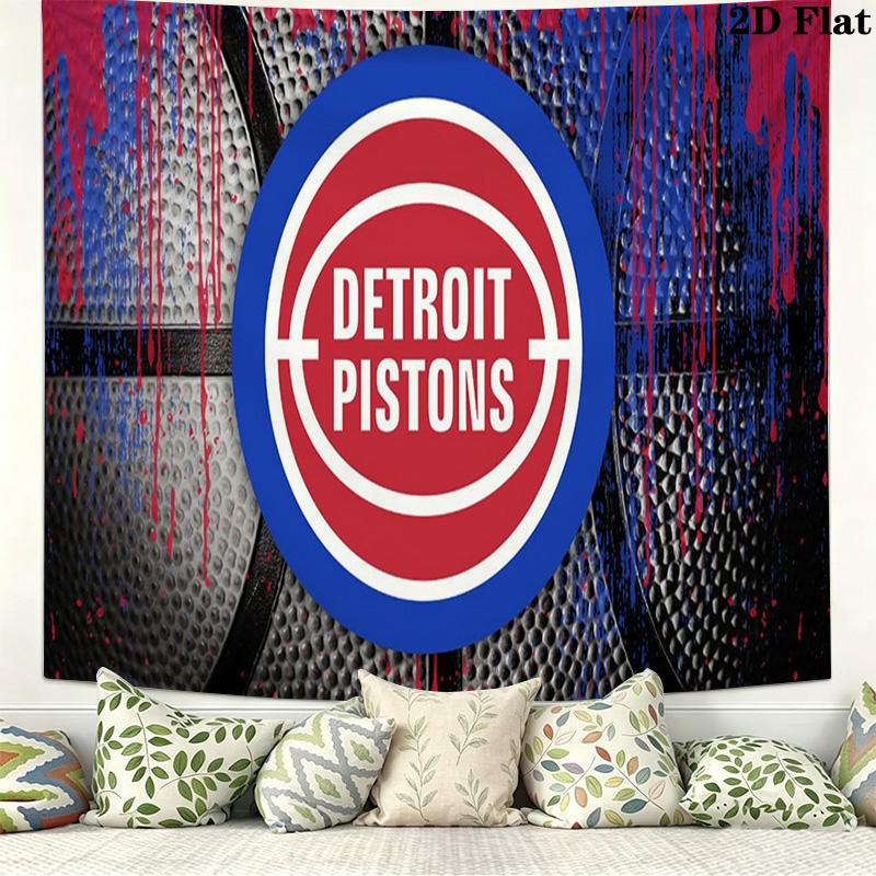 Detroit Pistons Wall Tapestry Aesthetic Wall Hanging Printed Fabric Blanket Decorative Tapestries for Bedroom Living Room Home Decor
