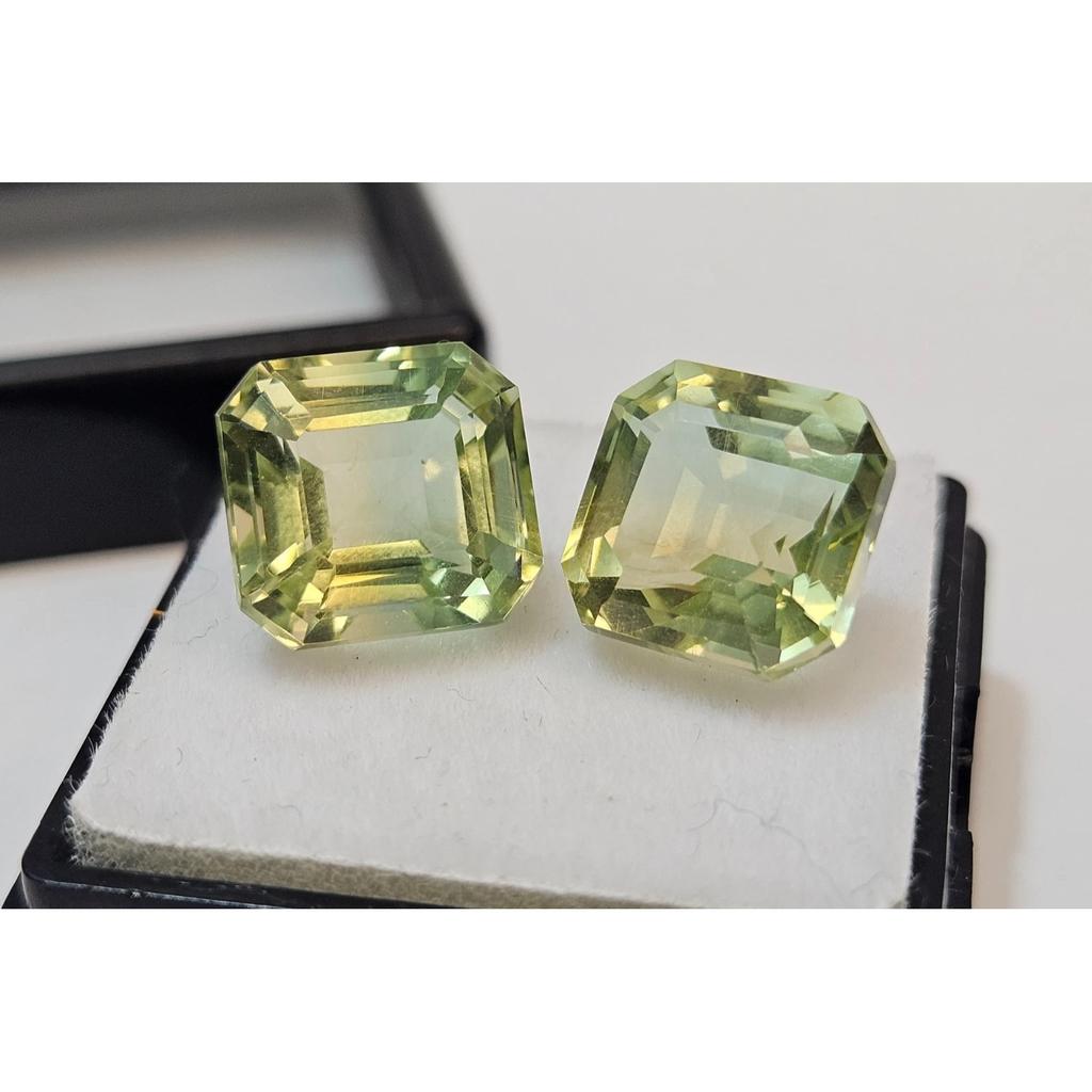 10-12 Ct Natural Tourmaline Bi-Color For Earrings Making Asscher Cut Gemstone