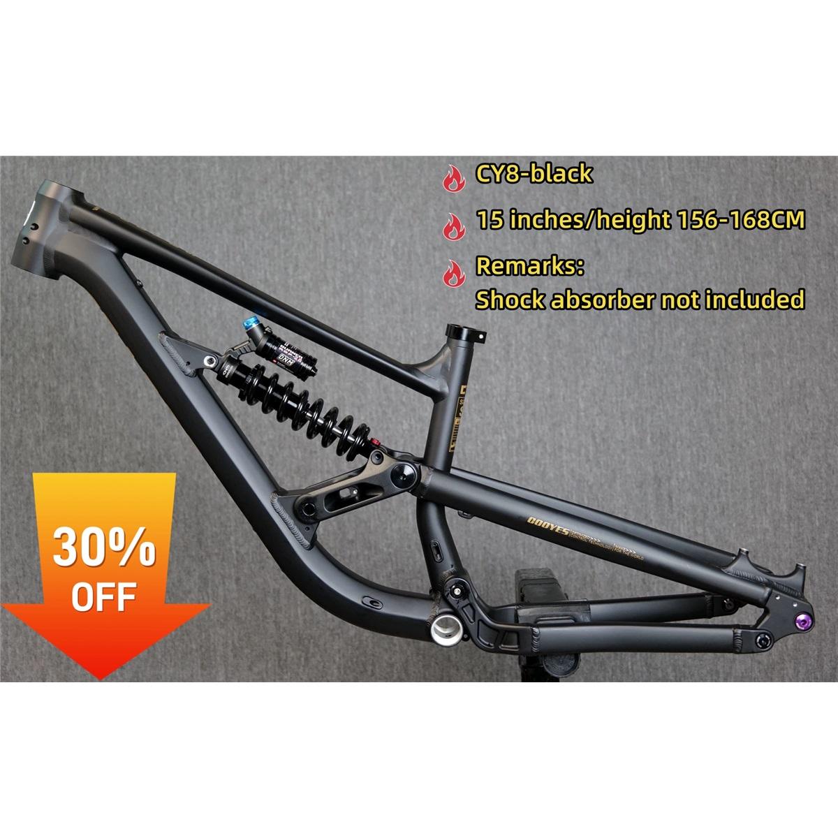 2026 soft tail mountain bike frame, CY8 15 inches чёрный