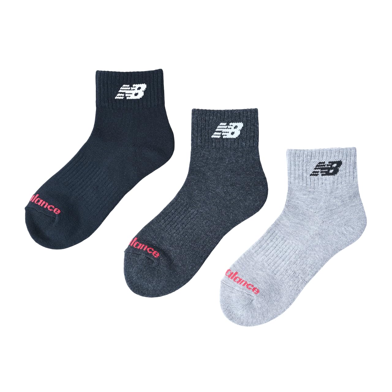 

New Balance Junior Short Socks 3 AS1 Colors Size Small Kids 3-Piece (LAS55651), 3-Pack, Pairs, (Assorted 1),