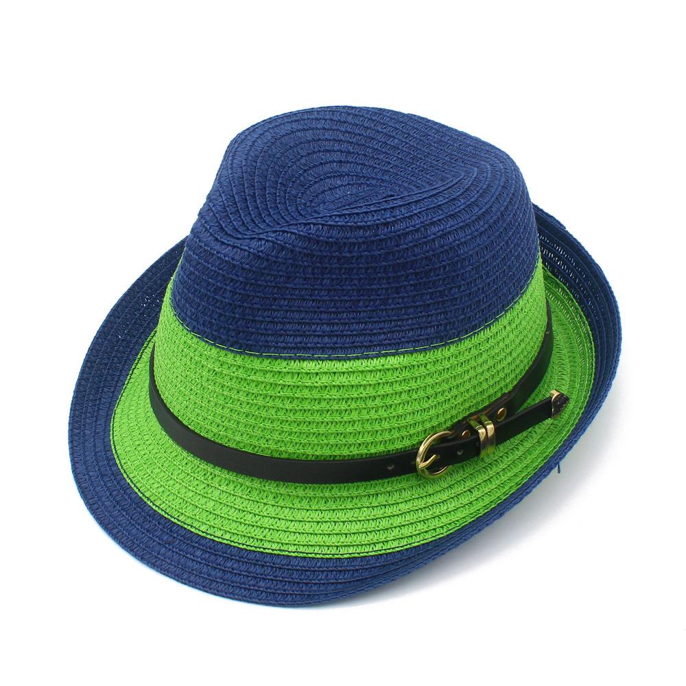 Summer color matching personalized Panama hat British jazz cool hat trendy brand sun hat fashionable versatile couple straw hat
